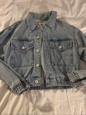Zara Flower Button Denim Jacket